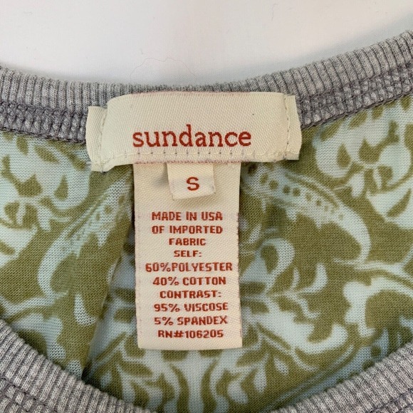 Sundance Burnout Damask Top S Green Long Sleeve Flowy Boho Coastal Y2K - Picture 7 of 8
